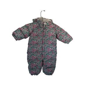 Baby Gap Girls Snowsuit Size 6-12 months One Piece Puffer Fleece Lined Floral